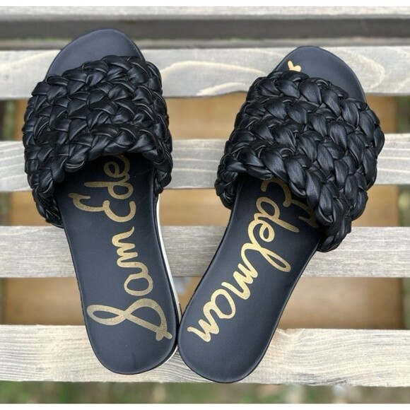 SAM EDELMAN Ainslie Black Braided Woven Slip-On Slide Sandals - Size 8.5 - Picture 2 of 14